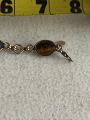 Vintage RUSSEL Gold Filled Bezel Set Multi Malachite Bracelet Safety Chain