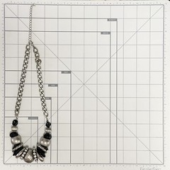 Natori Statement Necklace Silver Rhinestone Large Metal Beaded Chain