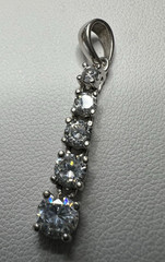 925 Sterling Silver Ross Simons 5-Stone Cubic Zirconia Drop Pendant, Prong Set