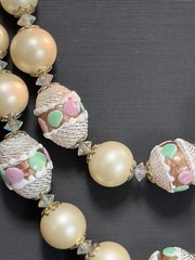 Hobe Double Strand Faux Pearl Venetian Wedding Cake Glass Bead Necklace 16-17”