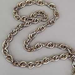Vintage Slider Rope Necklace Tassel Faux Pearls Ribbed Ball Beads Chunky 28″