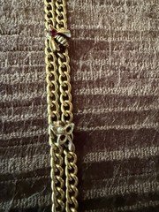Vintage Double stranded gold tone Bracelet with various Stones 6.5”