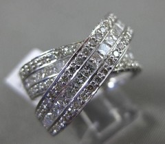 ESTATE LARGE 3.51CT DIAMOND 14KT WHITE GOLD 3D ROUND & PRINCESS CUT X LOVE RING