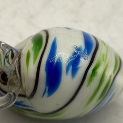 Vintage Murano Venetian Blue Green White Striped Heart Shaped Pendant