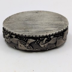 Vtg JJ Jonette Pewter Mushroom Trinket Box Brooch Pin Matching Earrings Signed