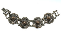 Antique 1900’s Rice Weiner “Estruscana” Panel Bracelet Antique Silver Tone 7″