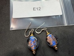 4.63g Vintage Sterling Silver 925 Earrings Blue Clear Beaded Dangle Drop M