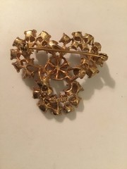 Lovely Vintage Signed M. JENT Black & Clear Rhinestone Pin/Brooch