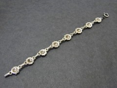 Vtg 835 Silver 3D Rose Bracelet Brooch Screw Back Earrings 3 pc Set Pin European