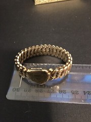 VTG LA MODE “Precious Metal” WWII SWEETHEART EXPANSION STRETCH LOCKET BRACELET