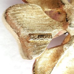 Vintage Francois Brooch Enamel Flower Pink Gold Tone 2.25″