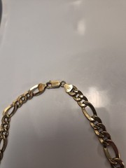 Sterling Silver 925 Gold Plated FIGARO Chain 22” Necklace ITALY 10mm Not Scrap