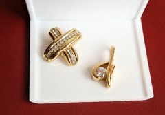 Vintage Lot of 2 Gold Tone LR Lady Remington Rhinestone Necklace PENDANT SLIDES