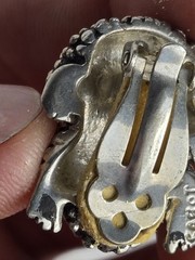 Vintage CABOT Signed Modernest Silver Alloy Textured Frog Clip-on Earrings