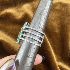 Vintage Sterling Silver 2.48 CTW Emerald Cluster Statement Ring Size 8.75 7.8g