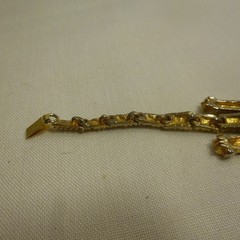 Vtg Articulated Green Eyed Tiger Bracelet Gold Tone Pave Rhinestones Blk Enamel