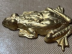 Vintage Raw Brass Frog Stamping 38mm Deep Relief Nature Jewelry Finding NOS USA