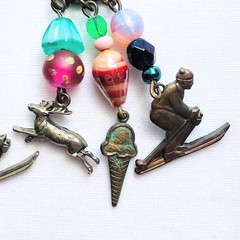 Charm Fringe Dangle Earrings Skiing Ice Cream Dancer Charms Whimsical Jewelry