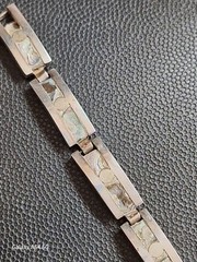 Mexican Sterling Silver Taxco 7 1/2 Inche Bracelet With Inlay.