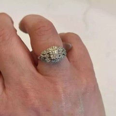 2.50Ct Lab Created Diamond Antique Art Deco Style 14K White Gold Finish Ring