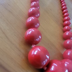 Vintage Coral Red Graduated Glass Bead Necklace Knotted 23in 75g