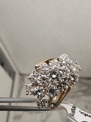 Stunning 1970 Vintage Estate 18k Gold 3.50ct Diamond Cluster Cocktail Ring