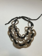 Large Buffalo Horn Links Chunky Necklace & Black Cord Organic Natural Necklace