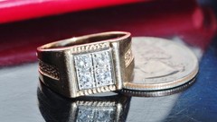 14k yellow gold ring 0.80ct natural diamond size 8 vintage handmade 7.2gr N1078A