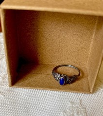 VTG Lapis and Sterling Silver Ring Art Nouveau Size 6.75