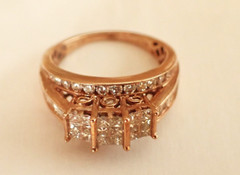 Antique⌛10K Rose Gold Princess Round & Baguette Diamond Ring💍Size 6 3/4💍1 CTTW