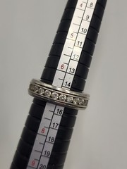 925 Sterling Silver Spinner Band Ring Colorless CZ Stones Wedding Stackable Sz 7