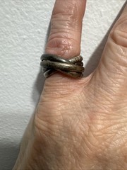 Vintage Chunky 5 Interlocking Sterling Silver Size 4.5 Band 8.6g Ring Tarnished