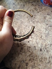Vintage Unbranded Gunmetal With Red Ruby Looking Stone’s