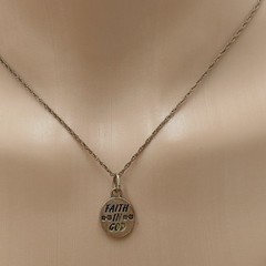 925 SJC Faith in God Necklace 18in Sterling Silver 3g Rope Chain Oval Pendant
