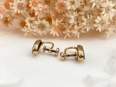 Prehnite Gemstone Accented Oval 12k Gold Filled Stud Screw Back Vintage Earrings