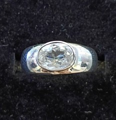 Vtg Rare Oval Diamond Simulant CZ Solitaire Ring sz 7 925 Sterling 4g Exc Cond!