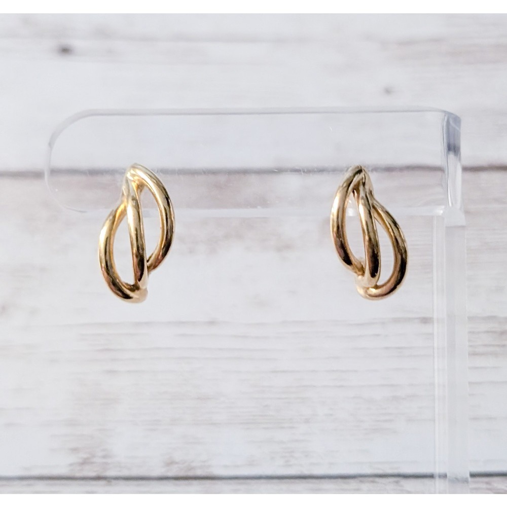 Vintage Earrings for Pierced Ears 0.75″ Stylish Gold Tone