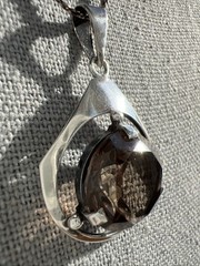 Vintage Sterling Silver & Smoky Quartz Necklace; Made in Israel; Beautiful!
