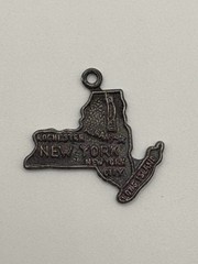 Vintage Sterling Silver New York State Map Charm Bracelet Pendant