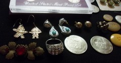Estate Sale Grandmas Lot, Vintage Coins, Vtg Sterling, Jewlery, Buttons, & more
