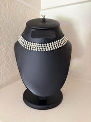 Vintage 1950’s Four Row Rhinestone Choker Style Necklace Silver Tone 15” Inch