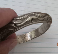 Lot of 3 Chinese Asian Sterling Silver Bangle Bracelet Dragon Filigree