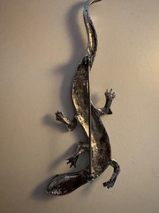 VINTAGE GECKO/LIZARD BROOCH/PIN SILVER 3.75 INCHES MARCASITE