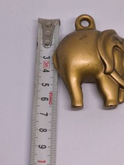 Vintage Gold Tone Elephant Pendant Charm Figurine Keychain Fob Lucky Animal 36g
