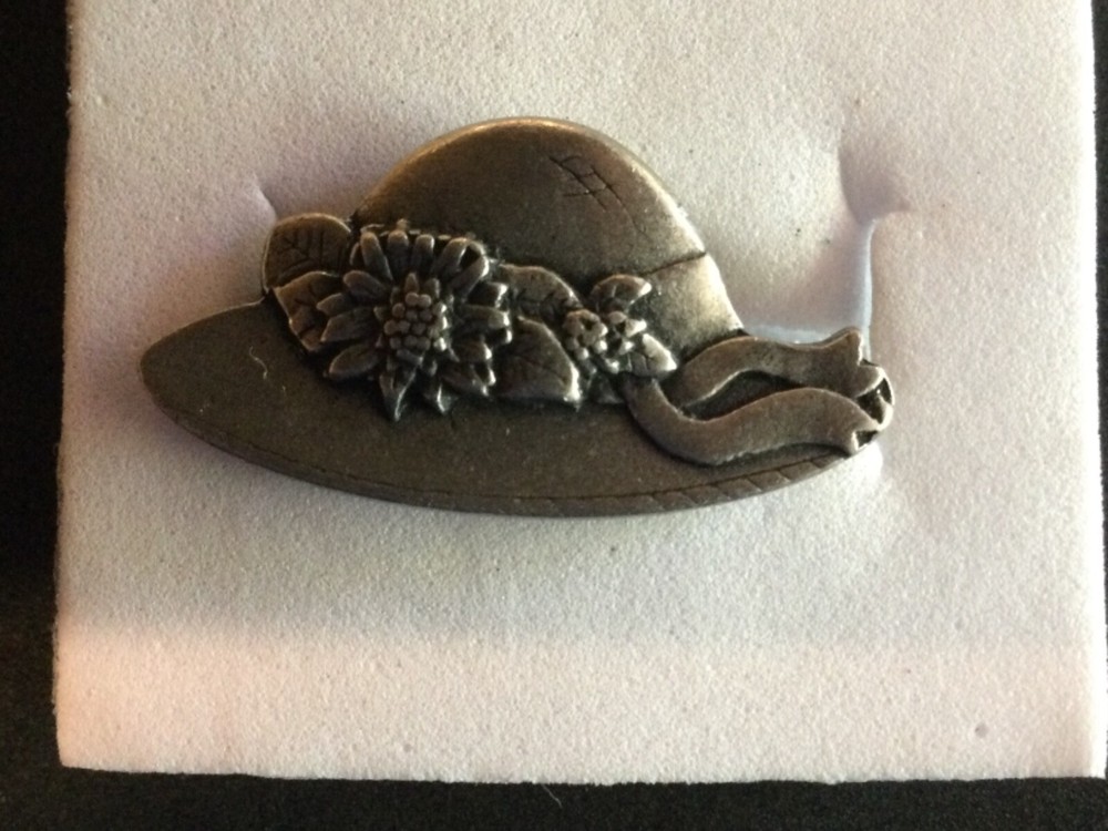 Birds and Blooms Pewter Lady’s Hat Pin/Brooch- Limited Edition .. Signed 2005