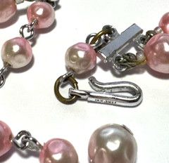 Vintage Jewelry Necklace SIGNED JAPAN Multi Strand Beaded Pink AB Glass Ombre 18