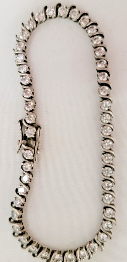 Ross Simons CZ Cubic Zirconia 925 Sterling Silver Tennis Bracelet 7.25″ – AS IS