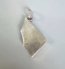 VTG Baltic Amber 925 Sterling Silver 3 Panel Geometric Y2K Design Pendant -1970s