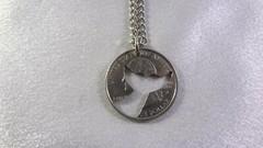 2008 Cut-Out Quarter Whale Tail (Rep. Speed, Strength, Family) Pendant Necklace!
