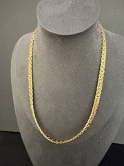 Gold Tone Flat Nugget Style Vintage 18″ Necklace &Bracelet Made In Korea 1980’s